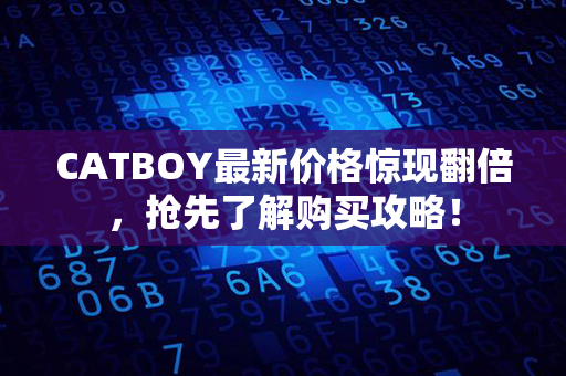 CATBOY最新价格惊现翻倍，抢先了解购买攻略！